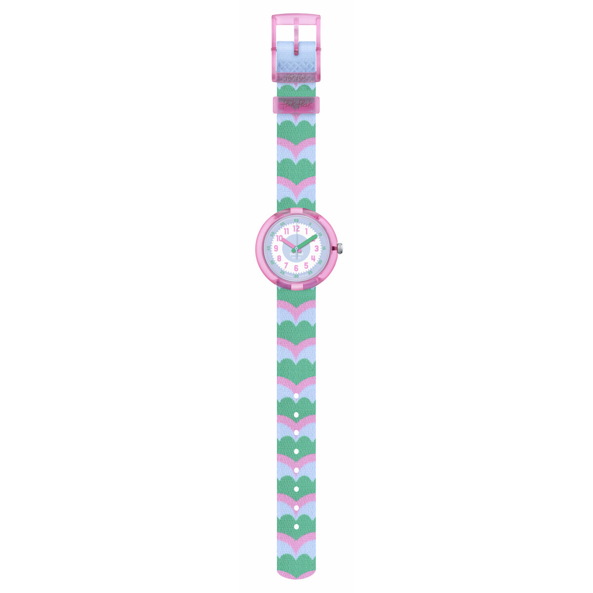 Montre FLIK FLAK Organized Chaos Retro Scales enfant bracelet pet recyclé bleu