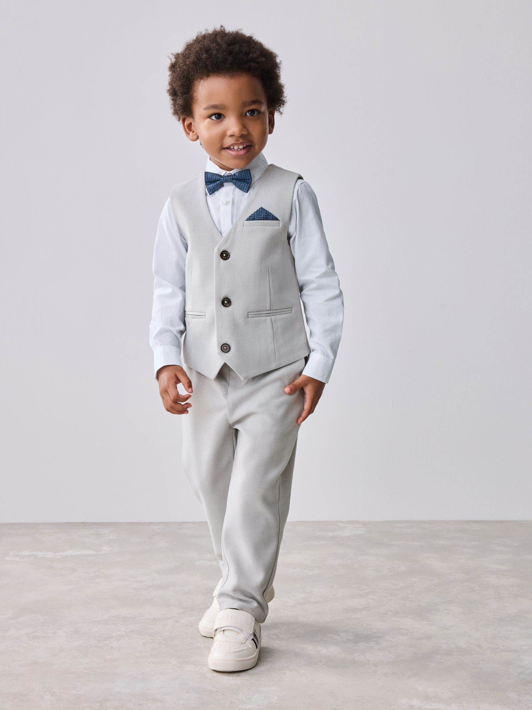 Grijs/marineblauw - Baker by Ted Baker set van gilet, overhemd en broek
