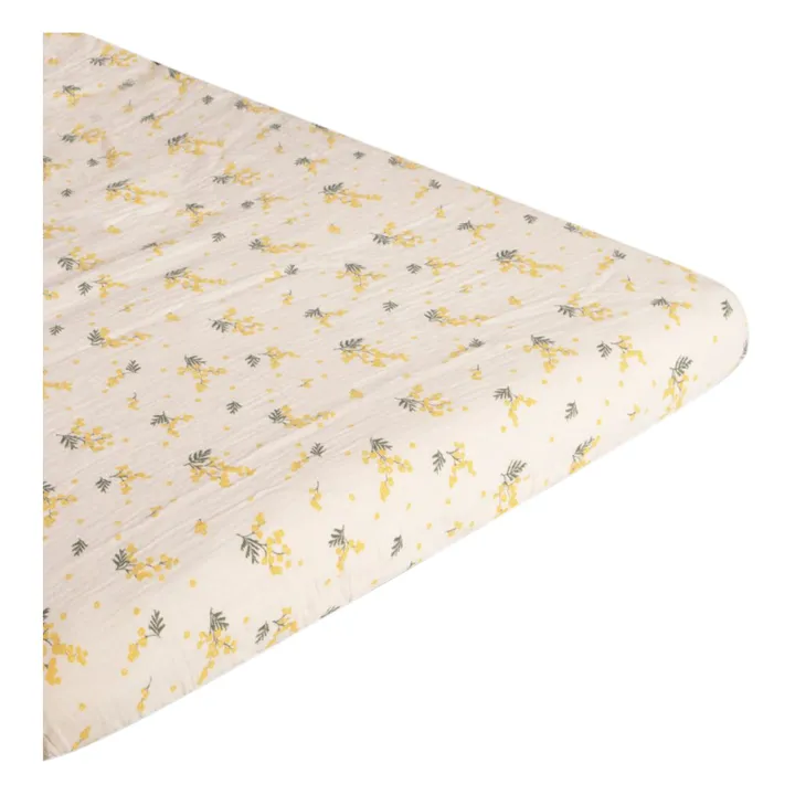 garbo&friends Drap-housse Mimosa en mousseline de coton | Blanc cassé