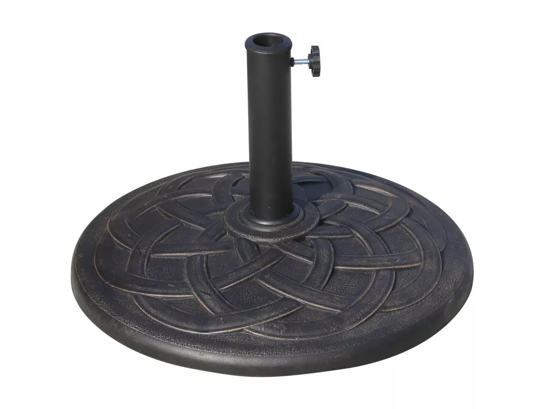 Pied de parasol base de lestage de parasol rond résine imitation fonte motif rosace diamètre 57 cm poids net 19 Kg