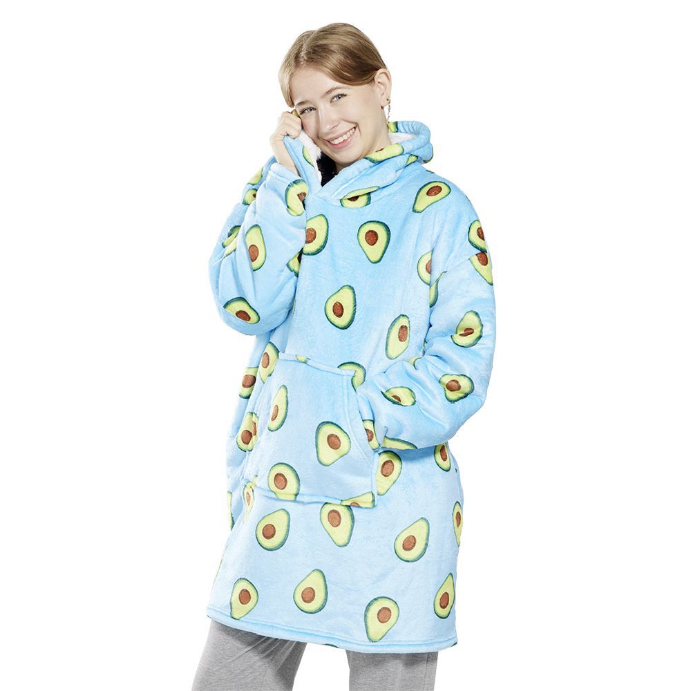 Pull plaid adulte à capuche 75xH90cm - banane ou avocat