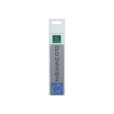 Exacompta - Plaque de signalisation Poussez - 165 x 44 mm - aluminium brossé