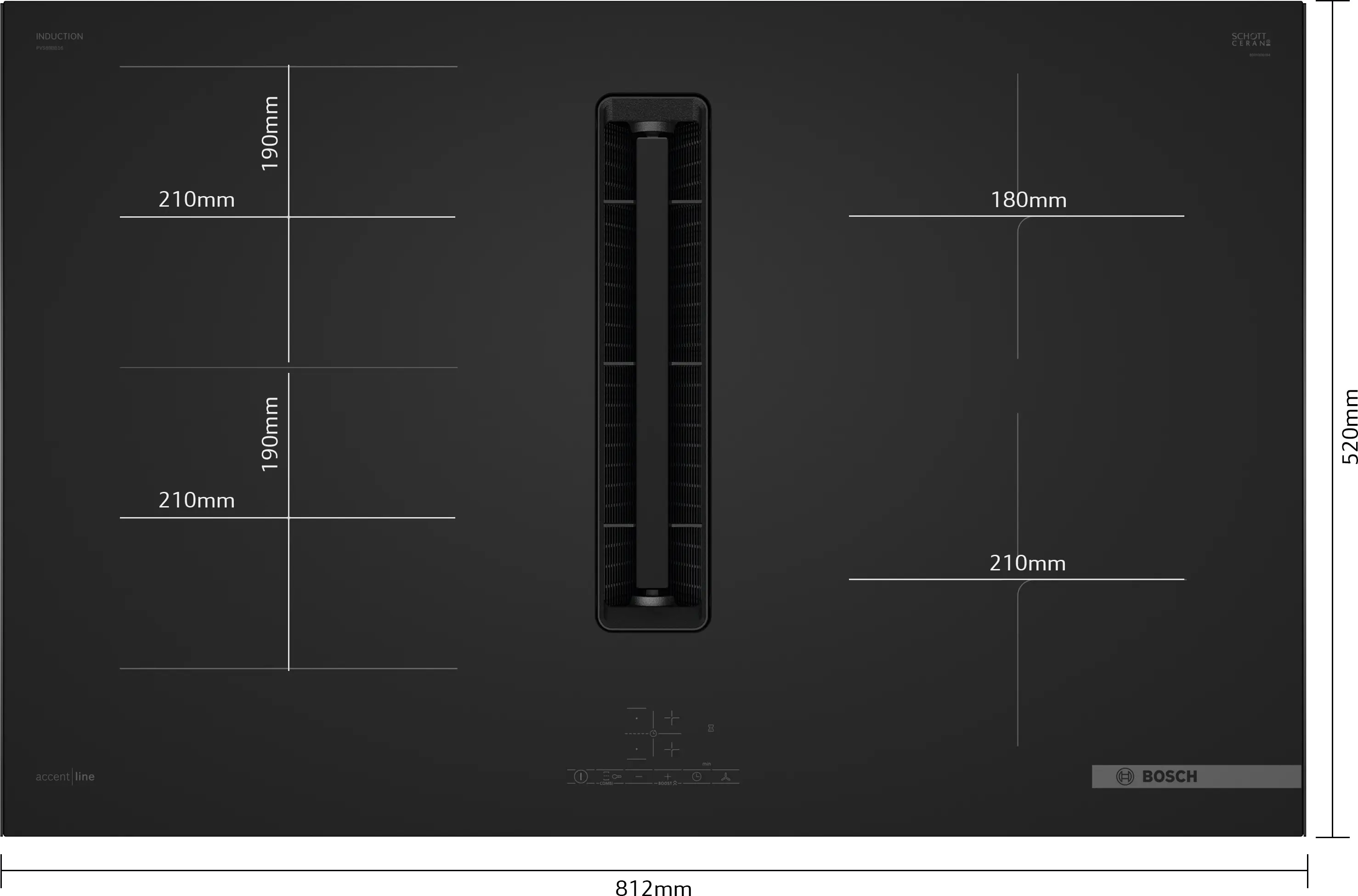 Serie 4 Inductiekookplaat met afzuiging 80 cm