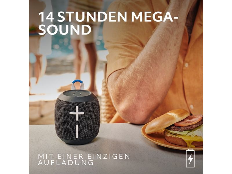 Ultimate Ears Bluetooth Speaker WonderBoom 4 Schwarz Wasserfester, kompakter Bluetooth-Lautsprecher mit bis zu 14 Stunden Akkulaufzeit