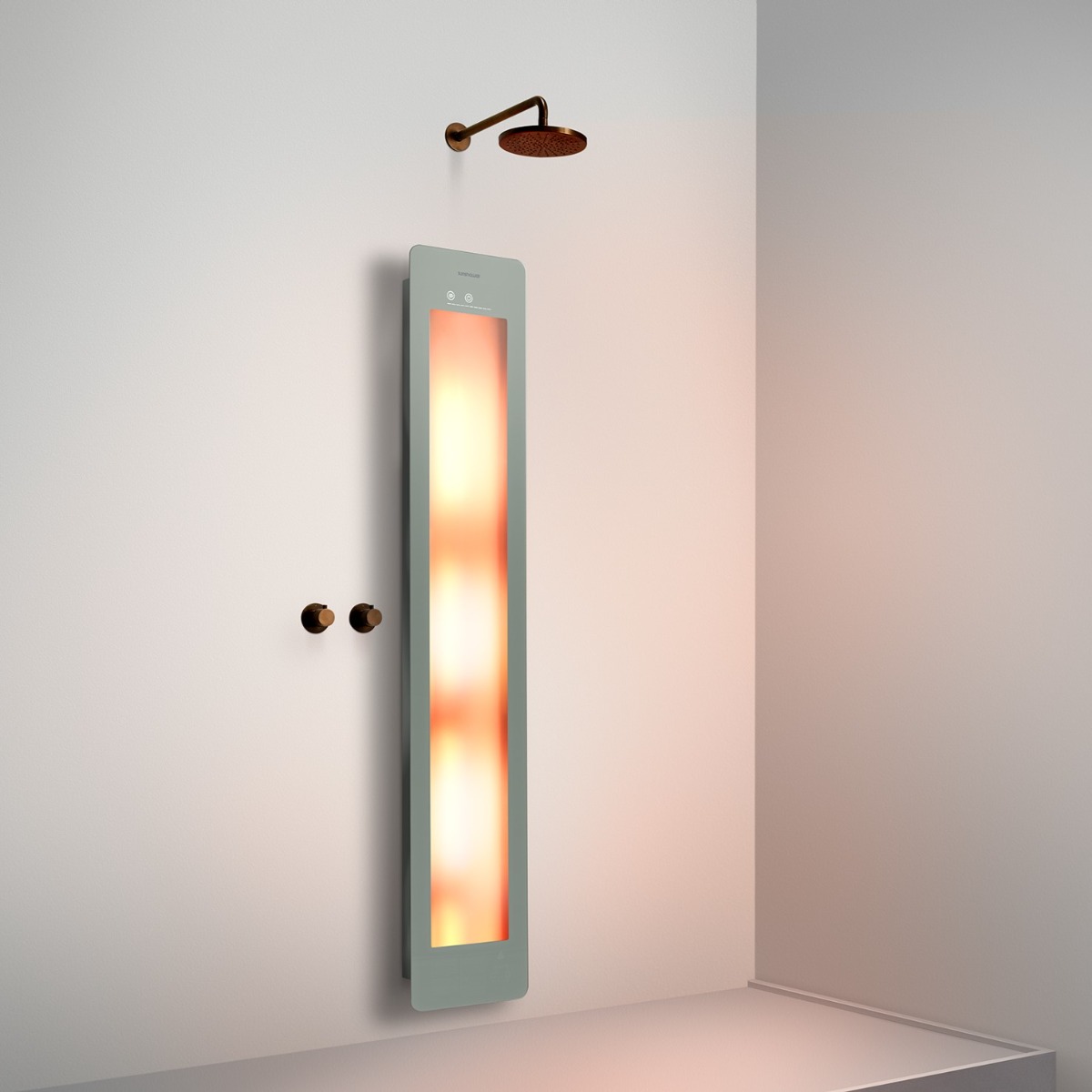 Sunshower Round Plus Large Organic Grey infraroodlamp en UV 33x185x10cm opbouw