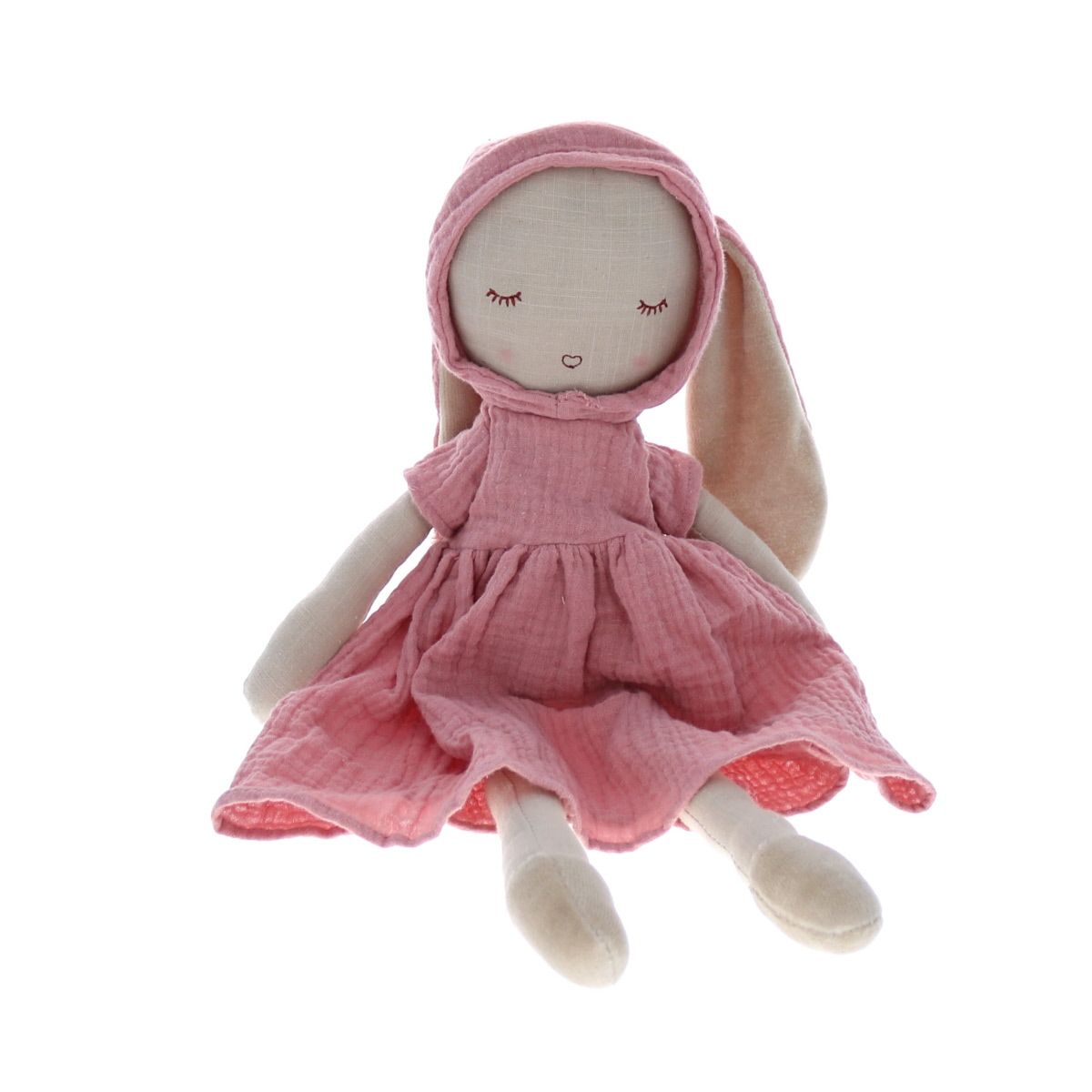 Poupée lapinette gaze de coton rose pâle Frisette