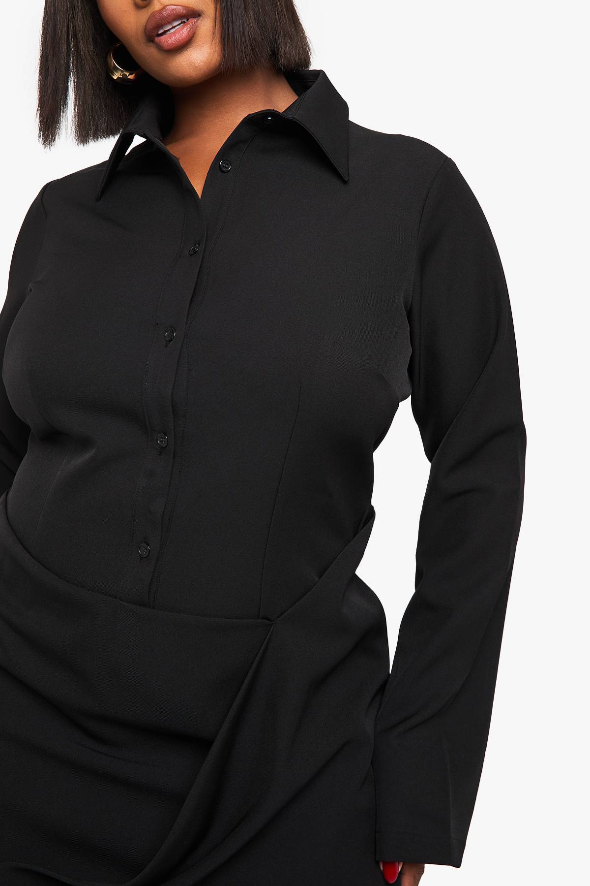 boohoo Plus Robe-chemise à drapé avant
