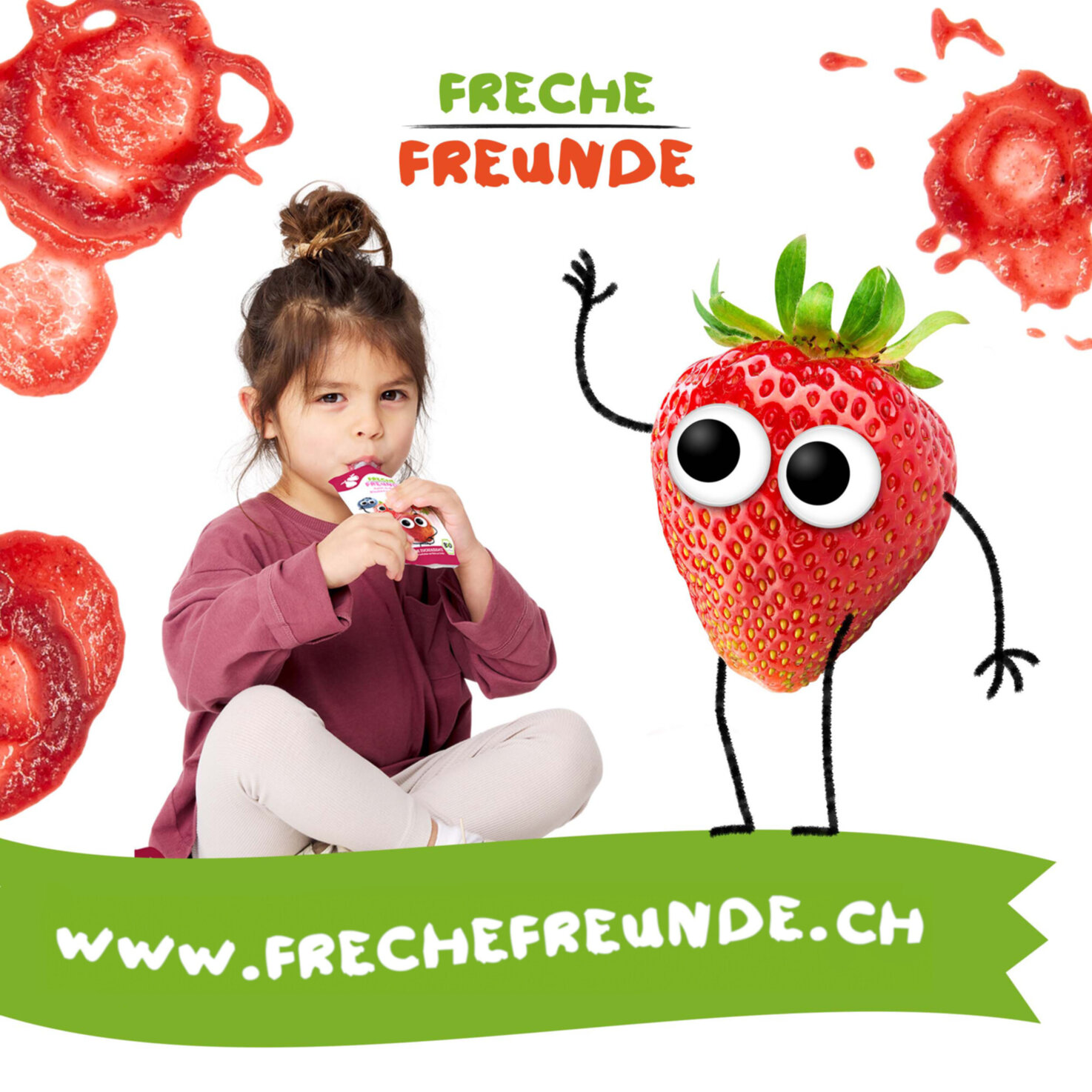 Freche Freunde Bio Quetschbeutel Apfel Erdbeere Kirsche Blaubeere Himbeere 6+ Monate