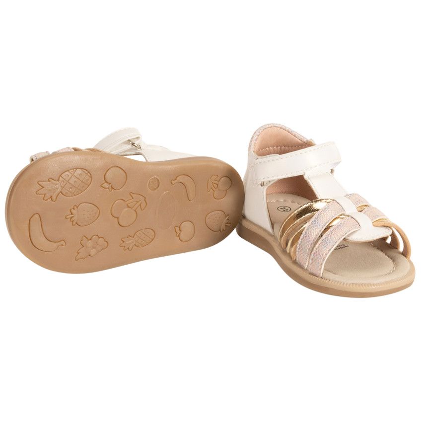 Sandales velcro à brides croisées fantaisie pour bébé fille - Blanc