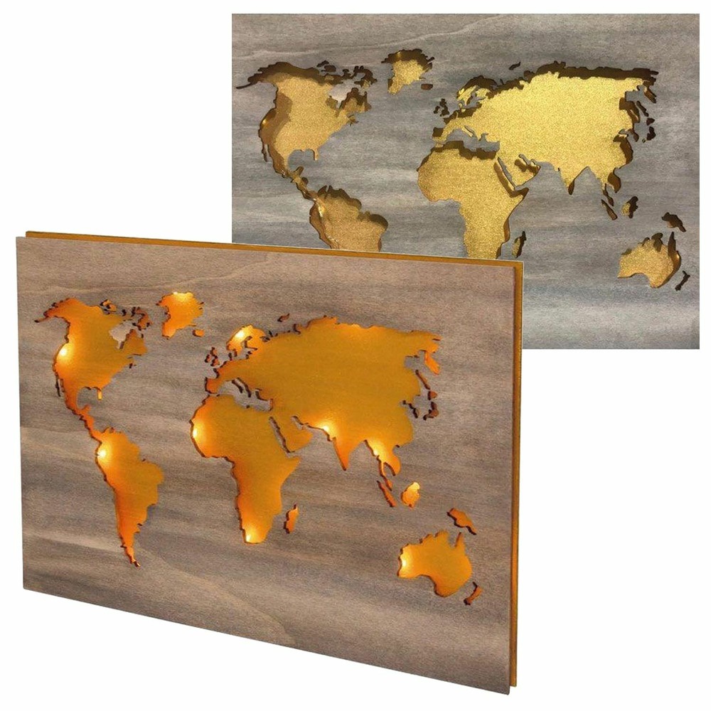 2 mappemondes en bois à décorer 42 x 30 x 1 cm