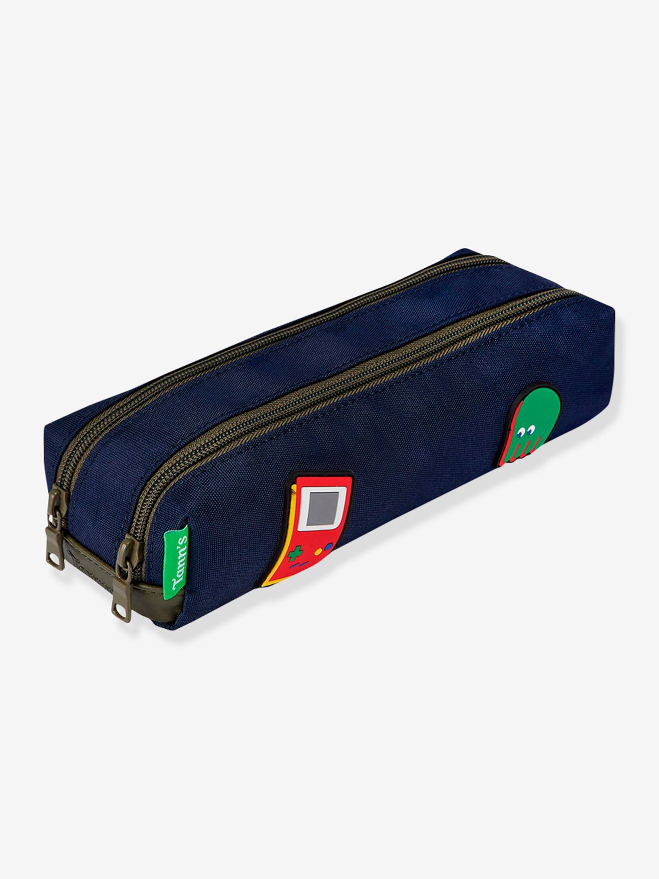Estojo duplo para lápis Soan TANN'S, azul escuro com estampa.