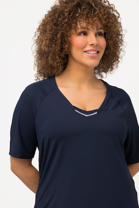 T-Shirt, UV-Schutz 40+, V-Ausschnitt, Halbarm, recycelt