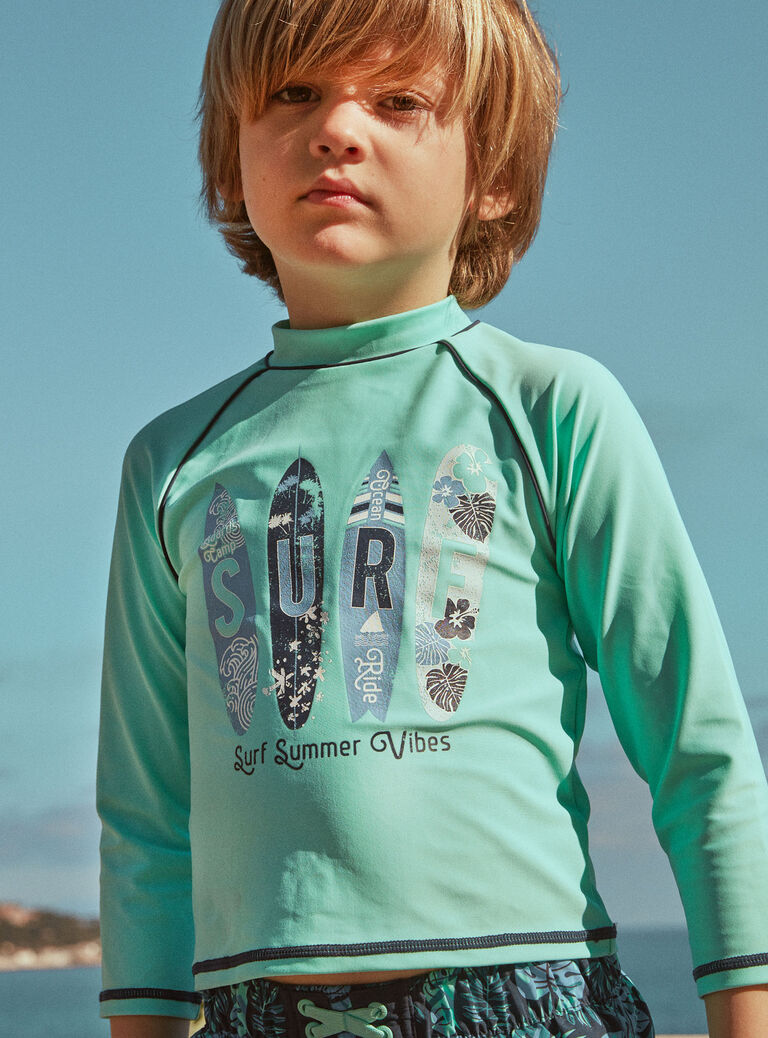 T-shirt de bain menthe à motif fantaisie