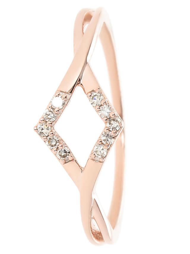 Rauten-Ring, 10 Diamanten, 0,08 ct. Silber 925, rosévergoldet