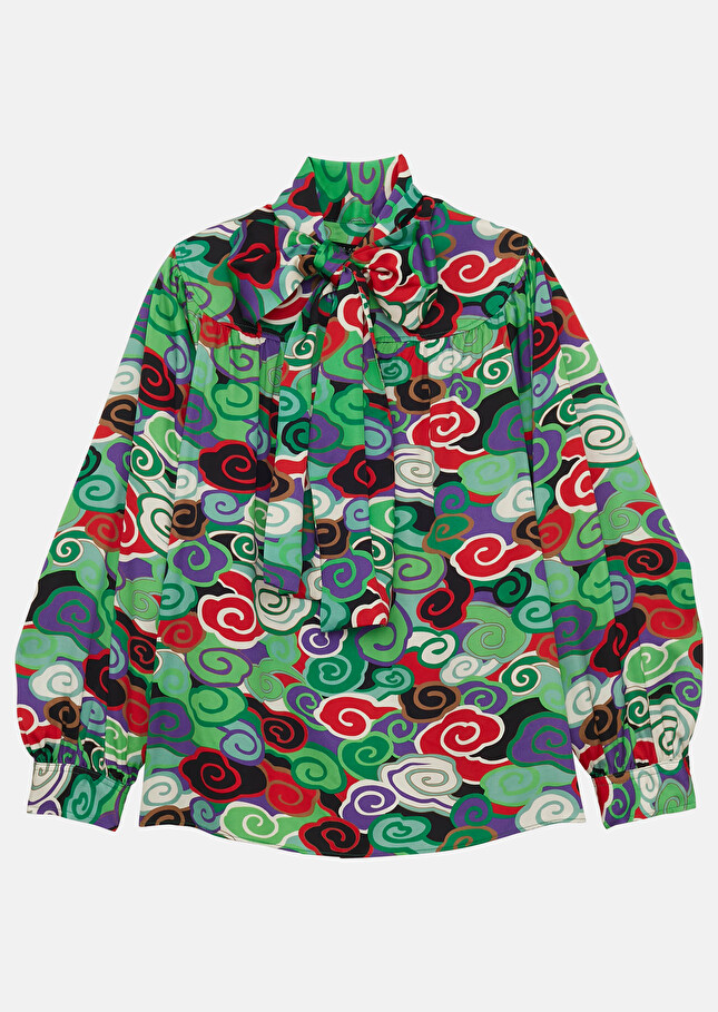Top Titienvert imprimé en satin fluide
