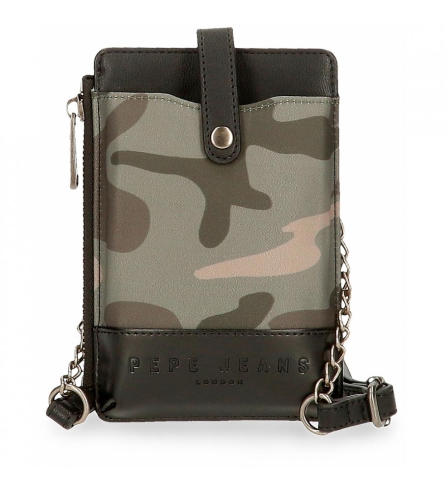 Bolsa de ombro para celular camuflada Pepe Jeans - 10,5 x 16,5 x 1 cm -