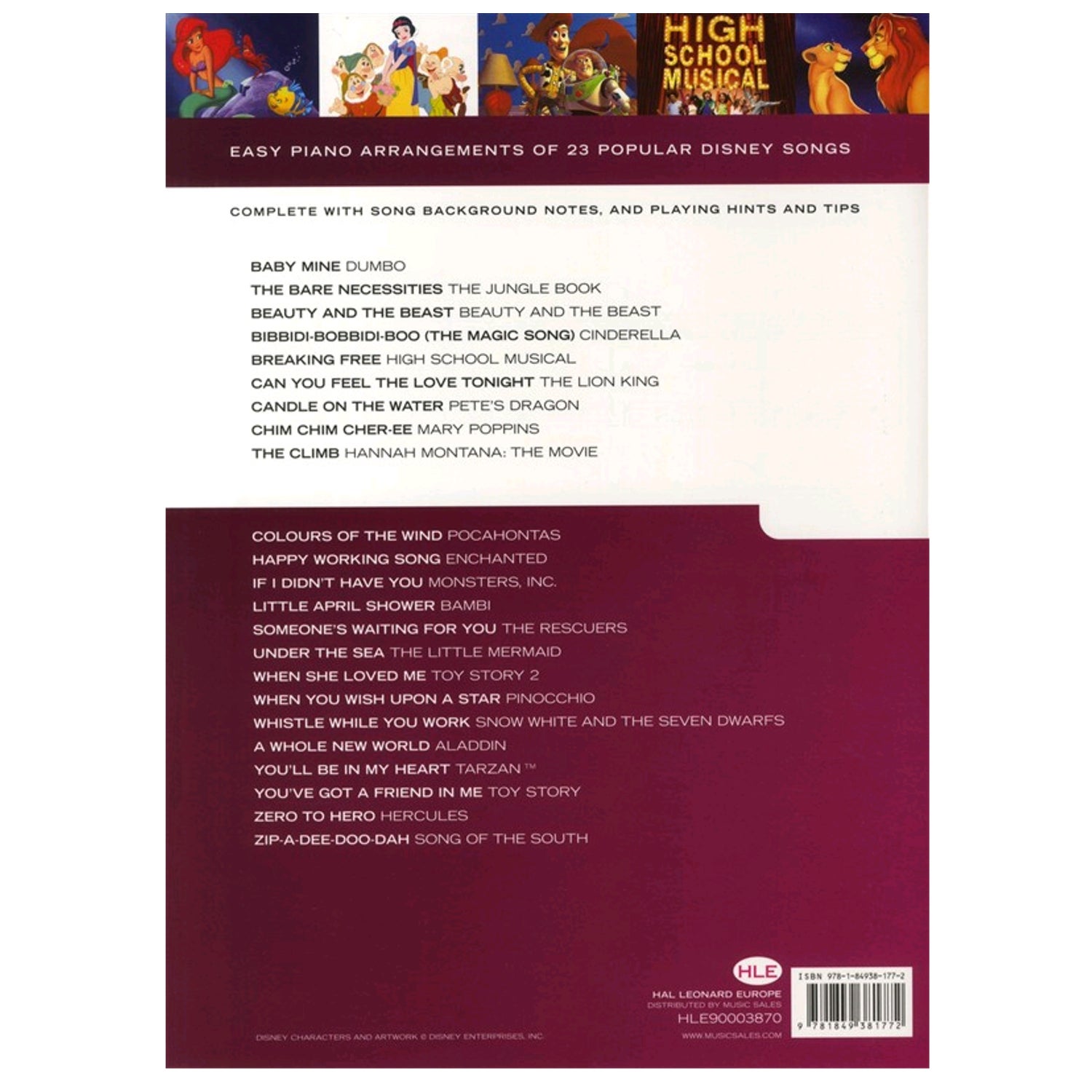MusicSales Really Easy Piano Disney songbook