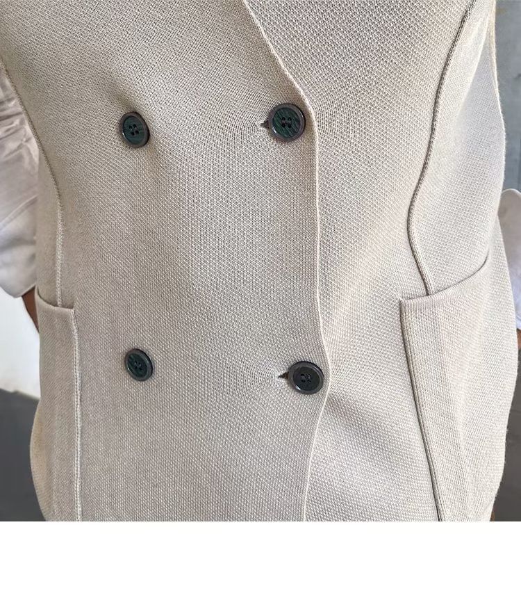 Sinlarity - V-hals dubbelrijs trui vest