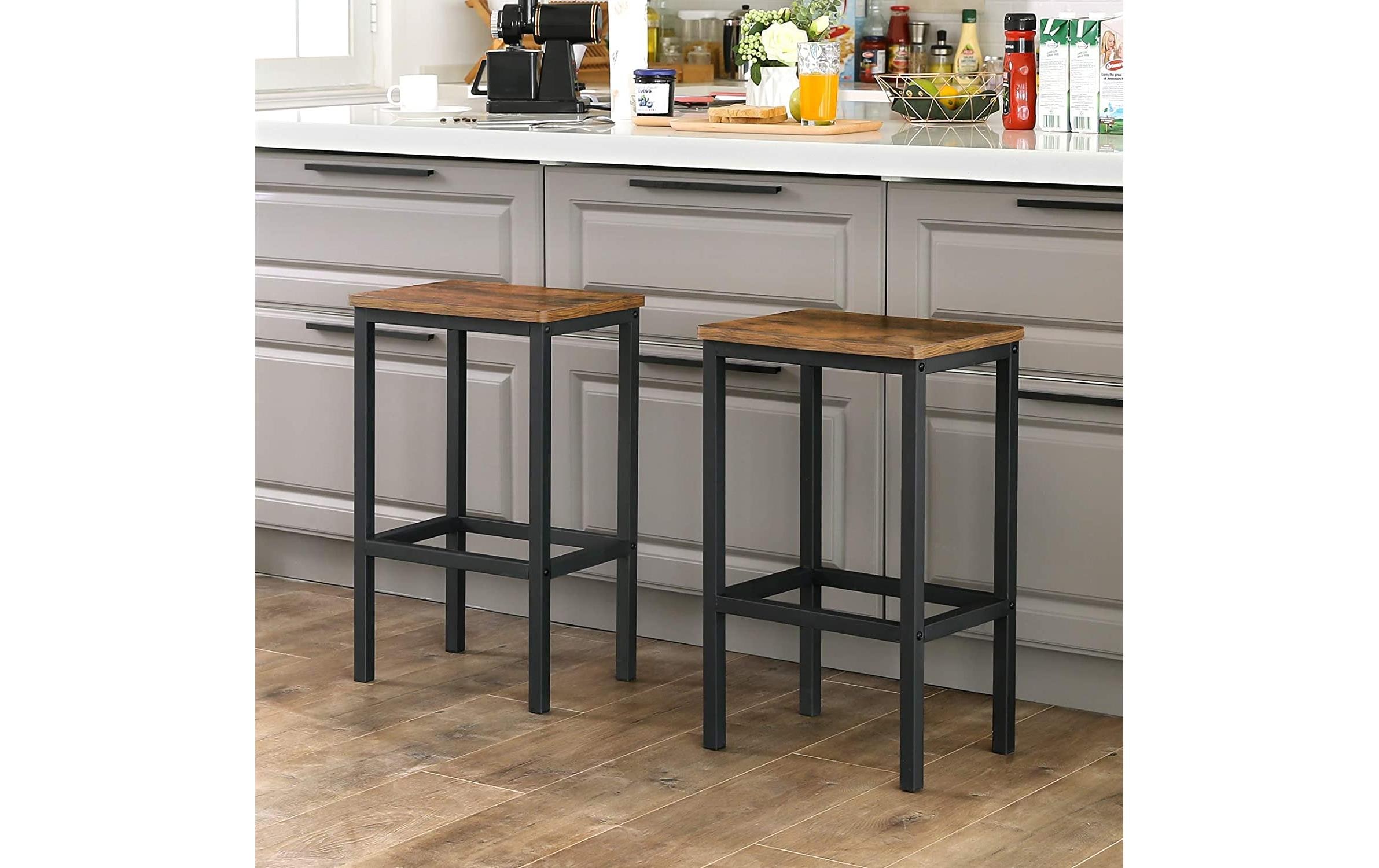 VASAGLE Barhocker »eckig, 2er Set, Metall, Holz« Herkunftsland China, Holzart