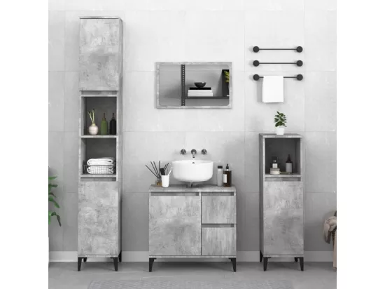 Armoire de salle de bain gris béton 30x30x190 cm
