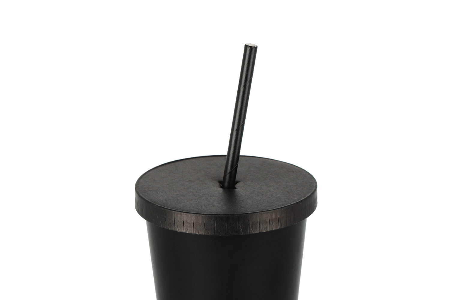 Deksel ijs- & milkshakebeker plat met kruis Ø90mm karton zwart