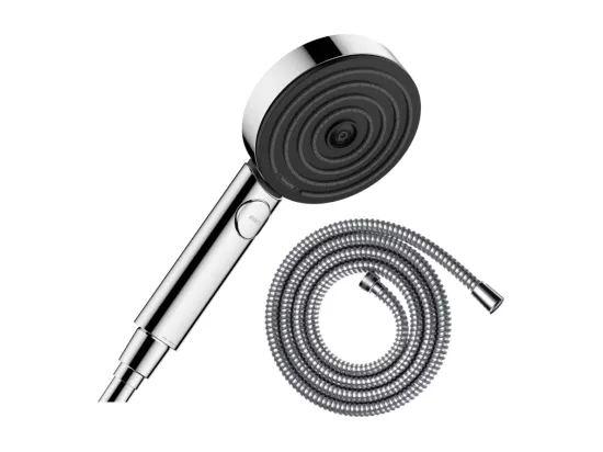 Pommeau de douche HANSGROHE Pulsify Select EcoSmart 105 3 jets relaxation + flexible de douche Metaflex 200 cm chromé