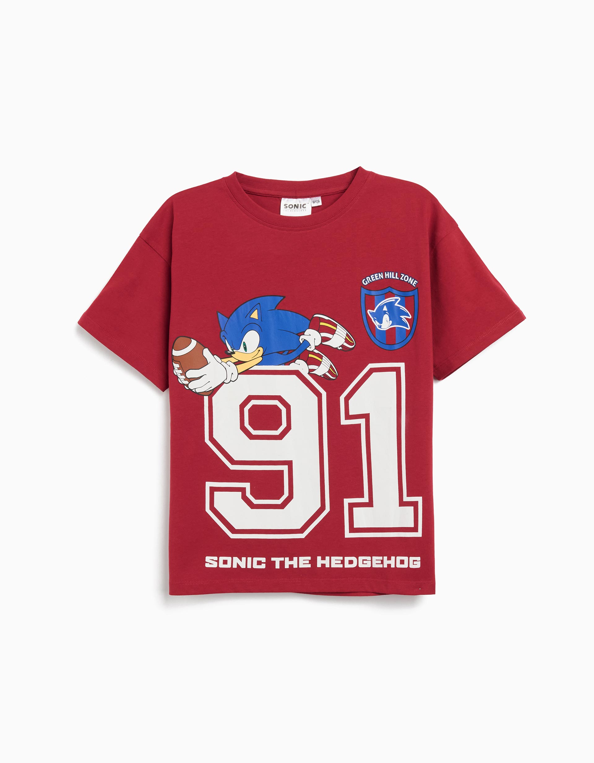 T-shirt 'Sonic', Menino, Vermelho Escuro
