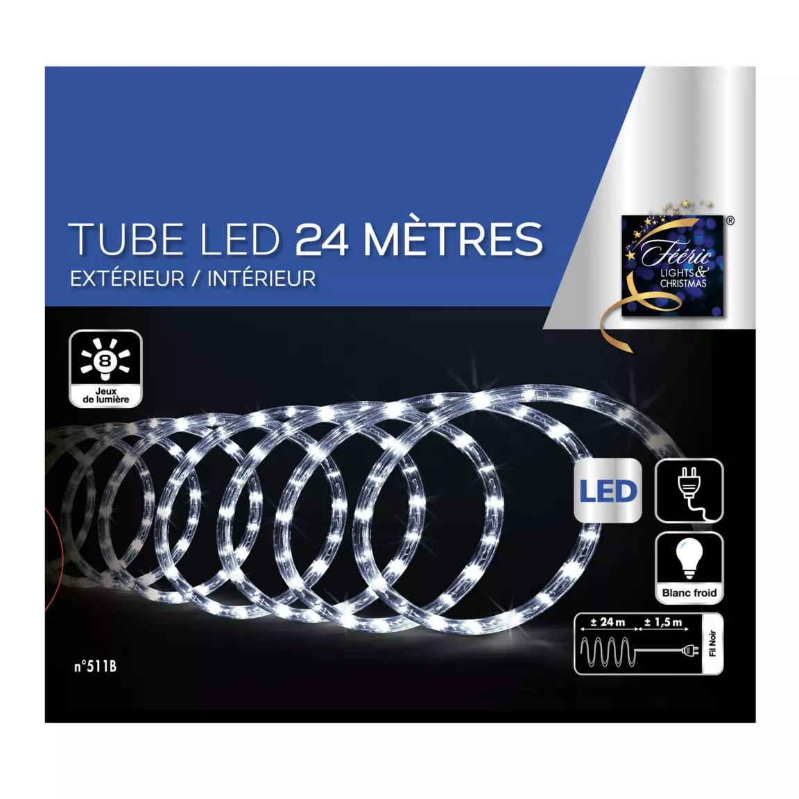 Tube lumineux 432 LED (24 m) Blanc froid