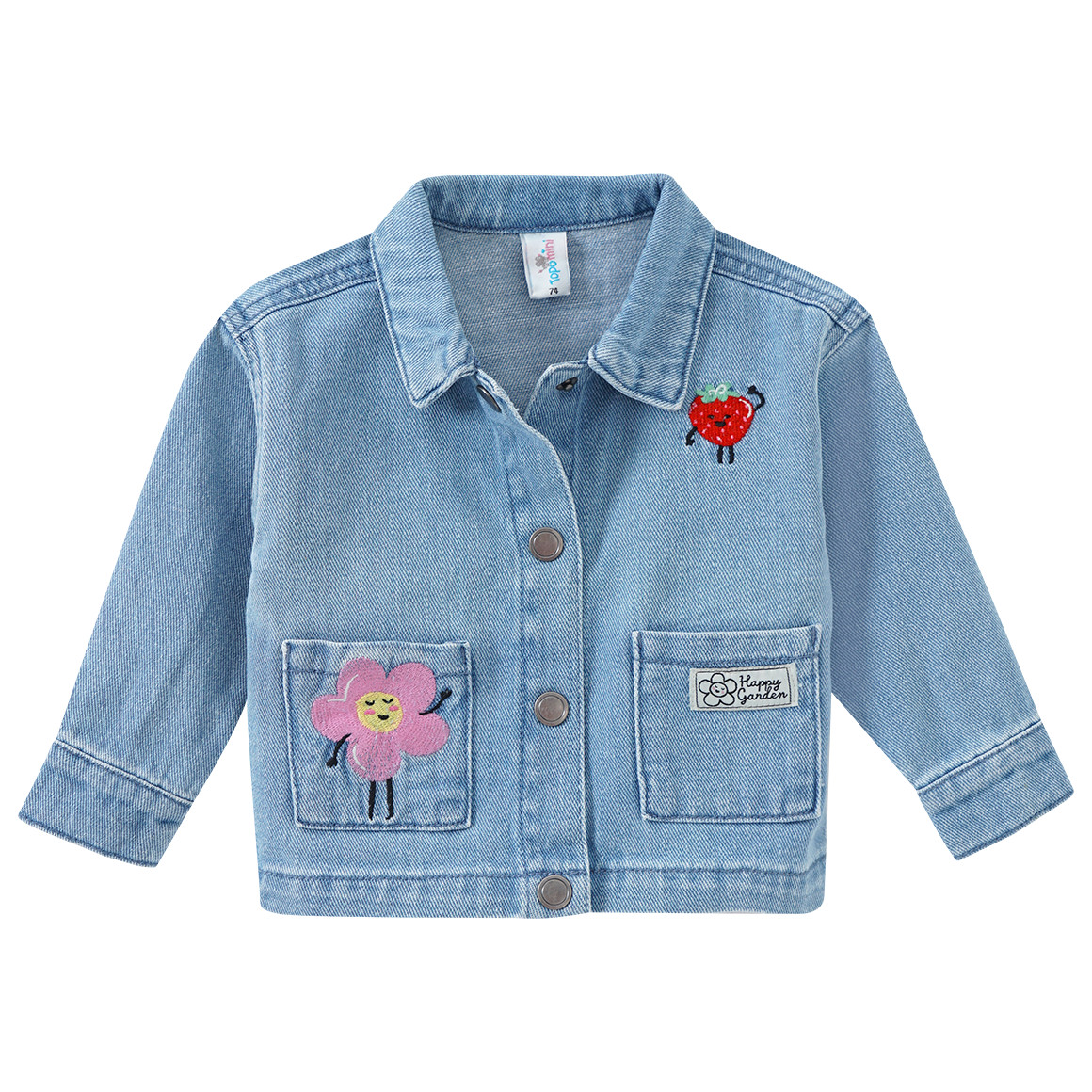 Topomini Baby Jeansjacke mit Stickereien hellblau