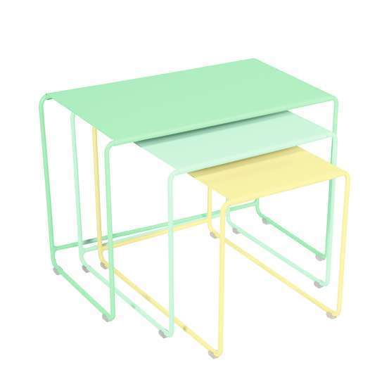 Lot de 3 tables gigognes opaline menthe citron