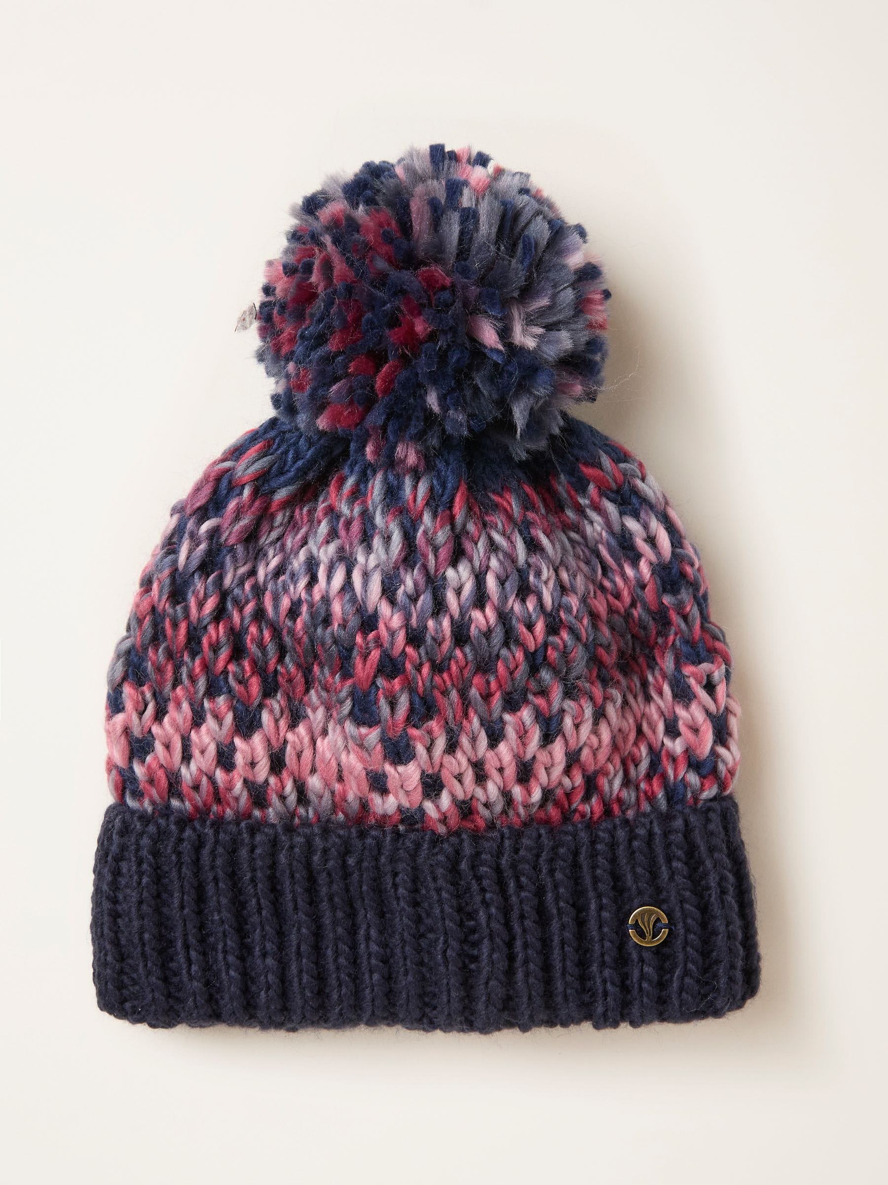 Marineblauw - FatFace Spacedye Bobble Hat