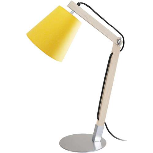 Tosel - Lámpara de escritorio redondo madera natural y amarillo Beige