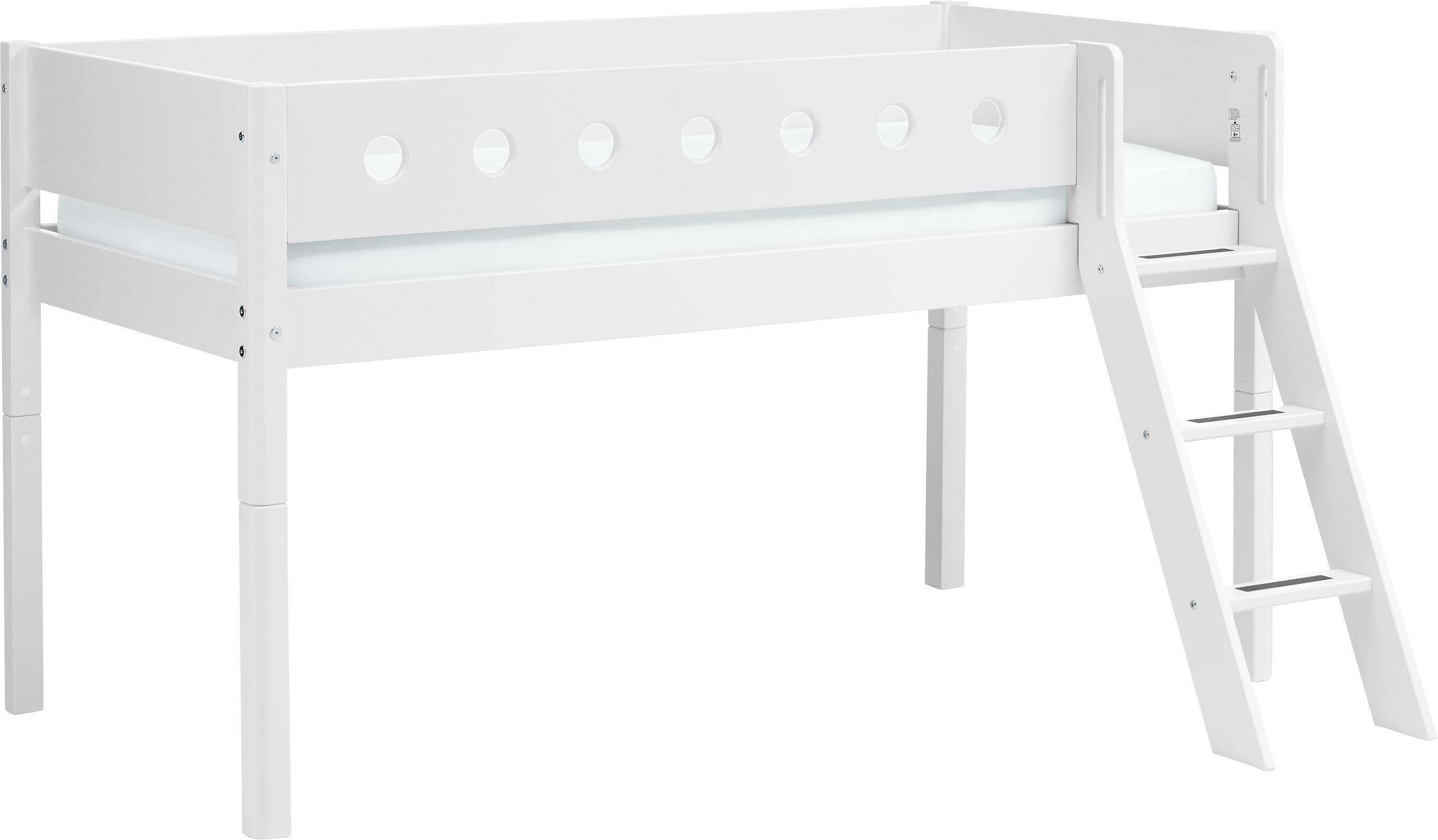 Flexa WHITE Halbhochbett - Weiss / B: 109.0 cm x T: 210.0 cm x H: 120.0 cm
