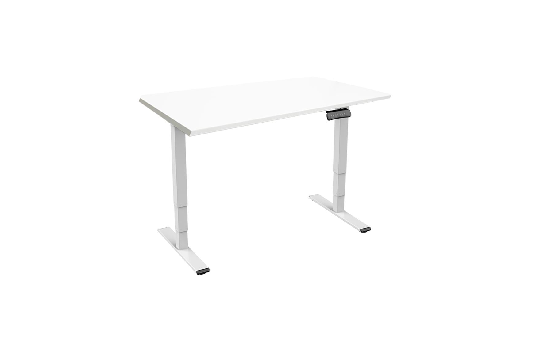 RAL 9016 2.0 x 0.9 m Weiss mit Weisser Tischplatte<br>Abwechslungsreiches Arbeiten im Stehen und Sitzen