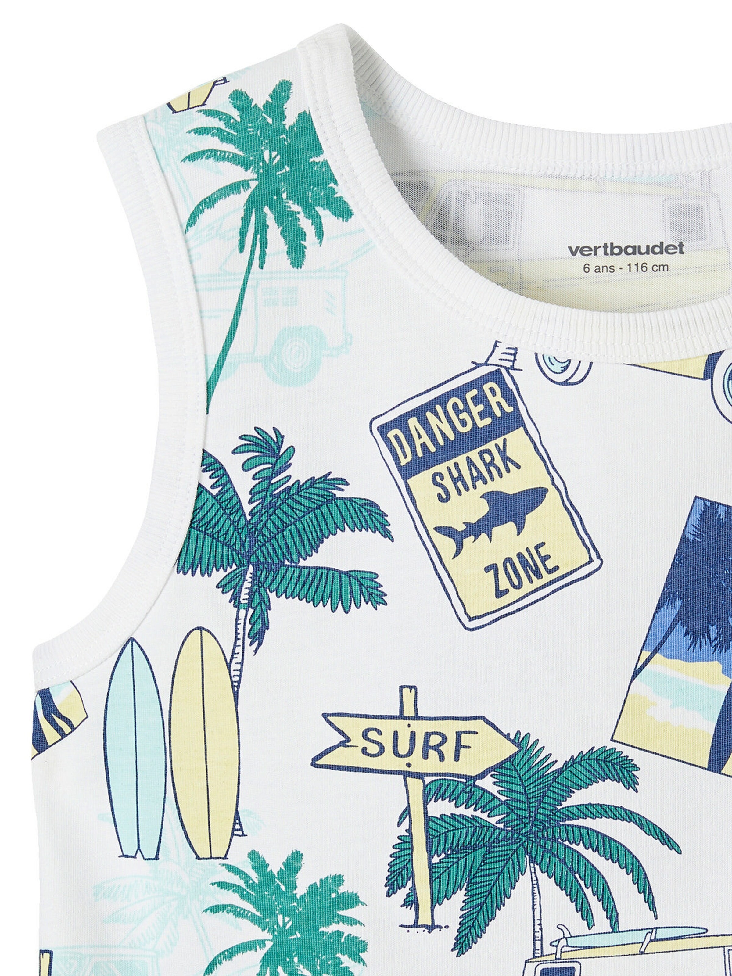 Vertbaudet Jungen Trägershirt mit Recycling-Baumwolle weiß bedruckt