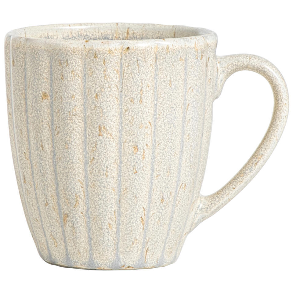 Mok met oor Flora off-white stoneware