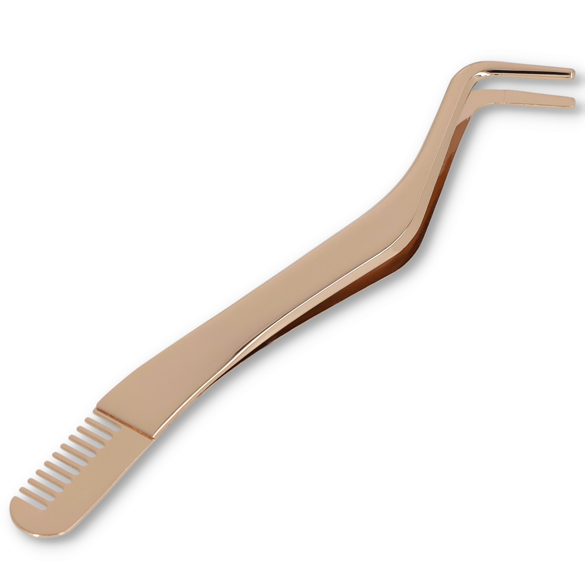 2in1 Edelstahl Wimpernkamm Eyelash Pinzette Make-Up Tool - Roségold