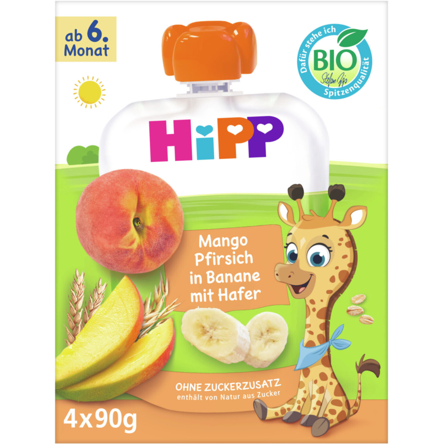 Hipp Bio Frucht-Porridge Mango & Pfirsich & Banane & Hafer 6+ Monate