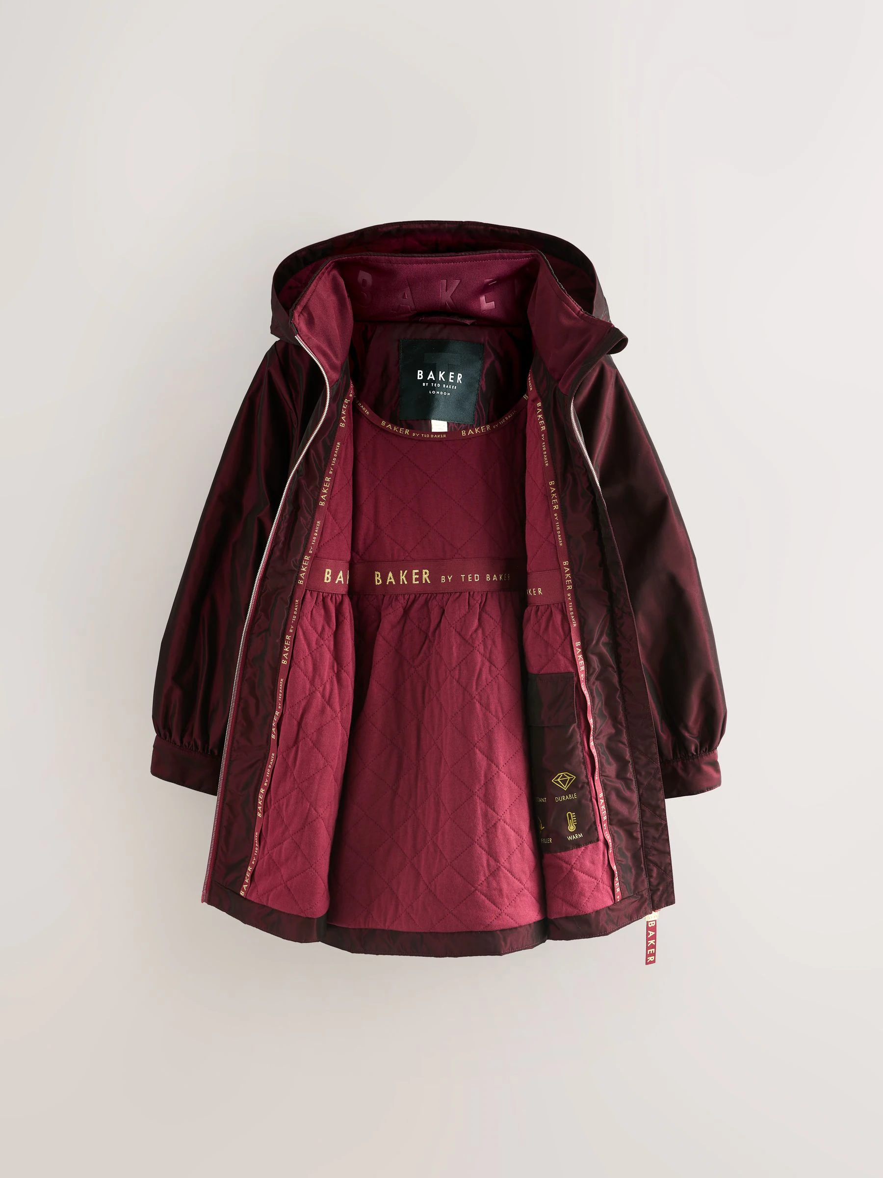 Bessenroze - Baker by Ted Baker regenbestendige regenjas met ruches