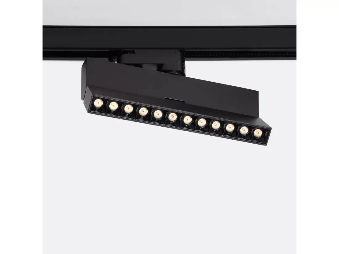 Spot Linéaire LED sur Rail Triphasé 12W CCT Dimmable Elegant Optic Noir (3000K - 4000K - 5000K) Sélectionnable