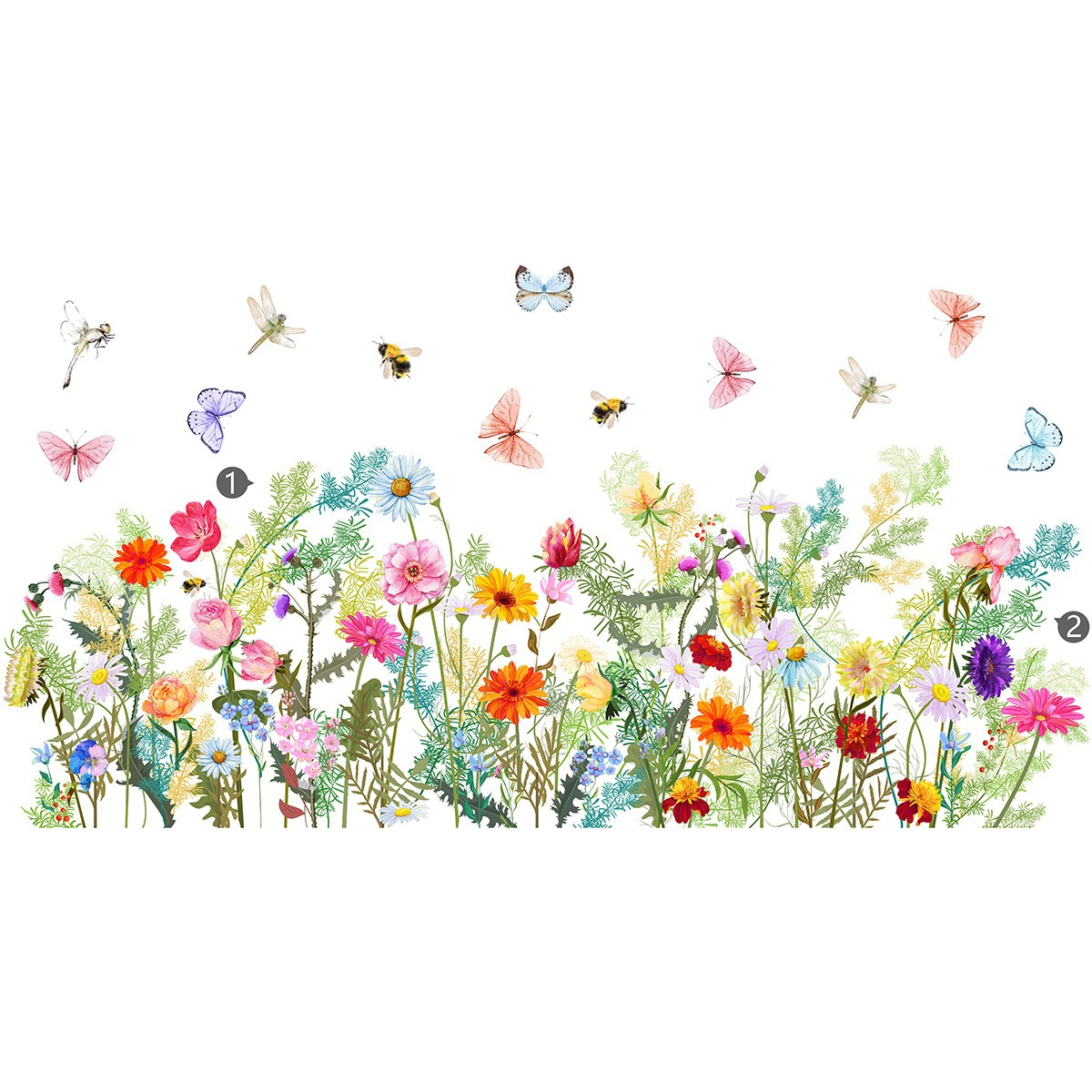 (14er Set) Frühling Fenster Folien Aufkleber Home Deko Fenster Sticker - Schmetterlinge / Blumen