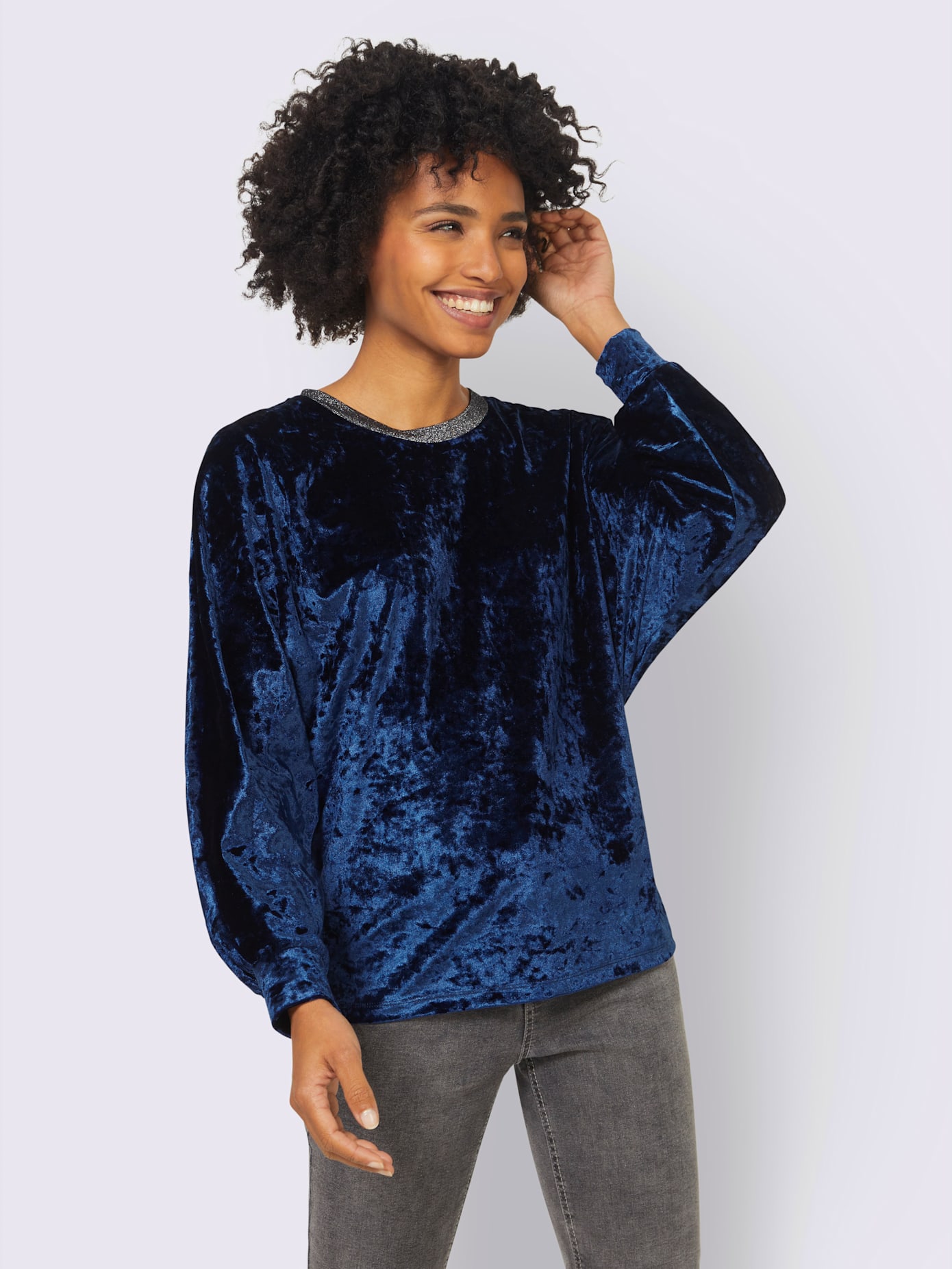 T-shirt en velours rubans contrastés brillants