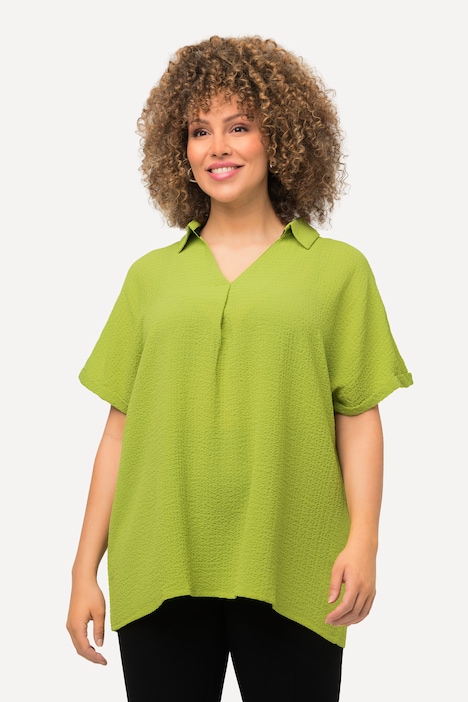 Bluse, Struktur, A-Linie, Hemdkragen, Halbarm