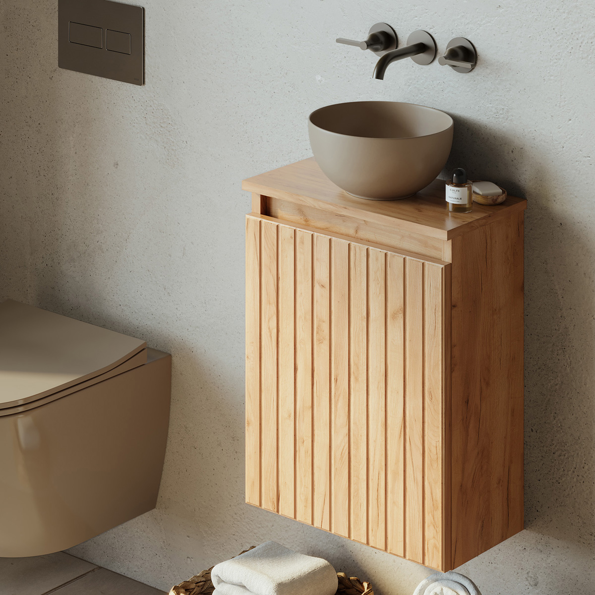 Saniclear Micro waskom voor toilet 23cm taupe