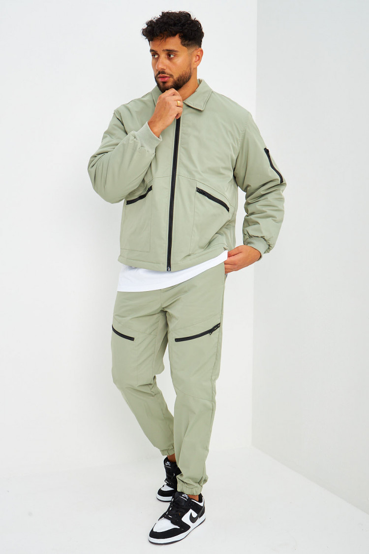 Blouson kaki à poches zippées