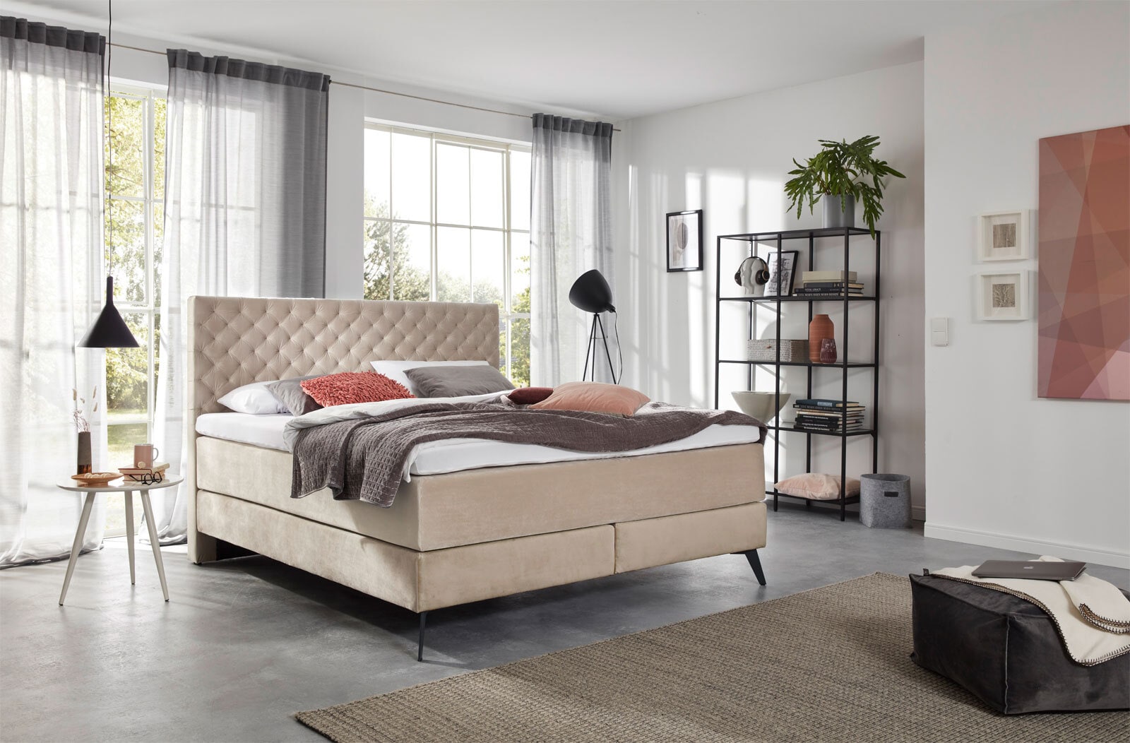 Boxspringbett LA MAISON 160 x 200 cm H2 beige