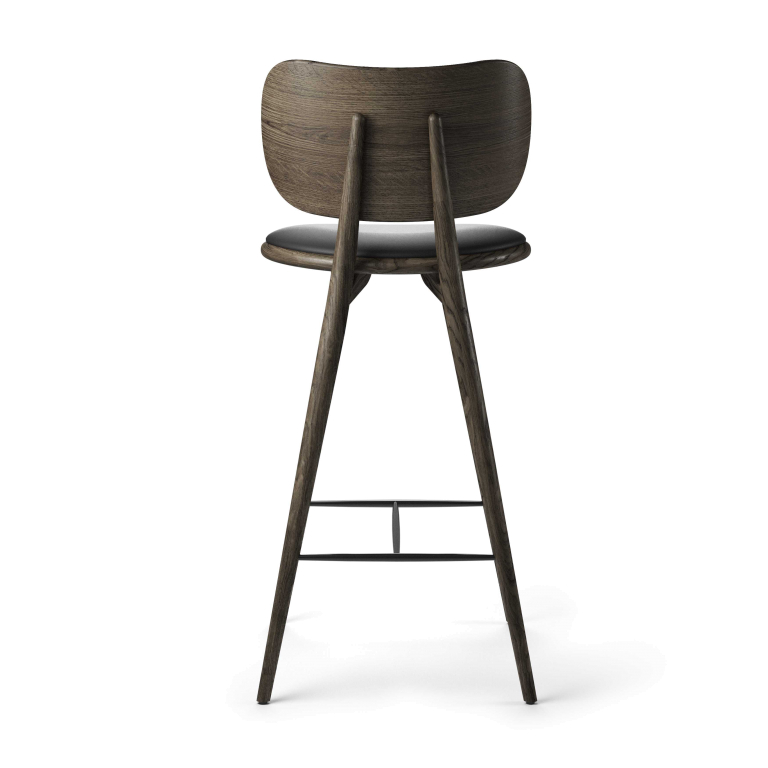 Mater Design High Stool barkruk met rugleuning 74 naturel eiken/leer