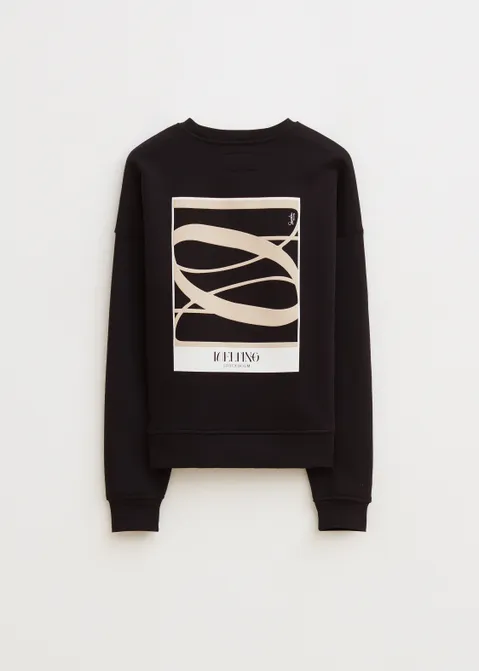 Sweater met print abstract zwart (ZWART)