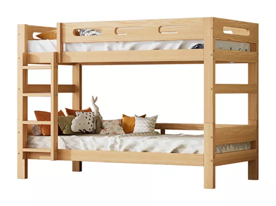 Lit superposé Lit enfants et adolescents divisé en 2 Lit cabane 90x200cm Naturel