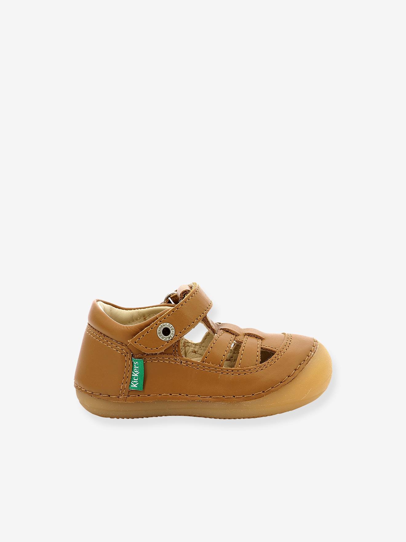 Sandálias de couro para bebê Sushy Original Softers KICKERS®, azul escuro liso